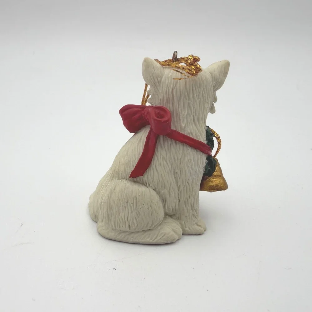 Silver Deer Christmas Animals Ornament White‎ Persian Cat 1990 Vintage